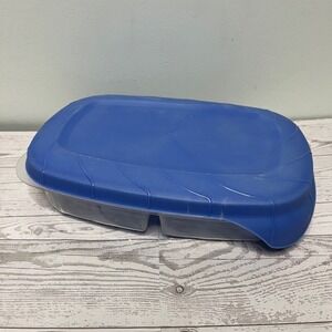 Rubbermaid Servin Saver 556R 2 Compartment Food Storage Container Blue Lid FLAW